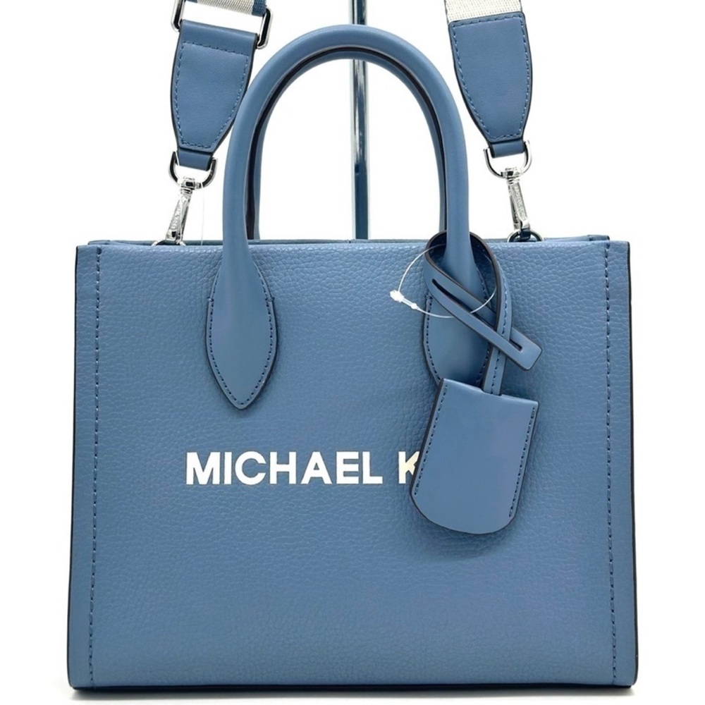 Michael Kors Mirella Small Pebbled Leather Crossbody Bag Blue Denim